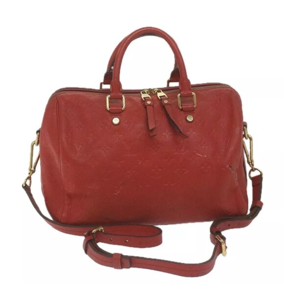 LOUIS VUITTON Monogram Empreinte Speedy Bandouliere 30 Bag 2way Red - Picture 3 of 13